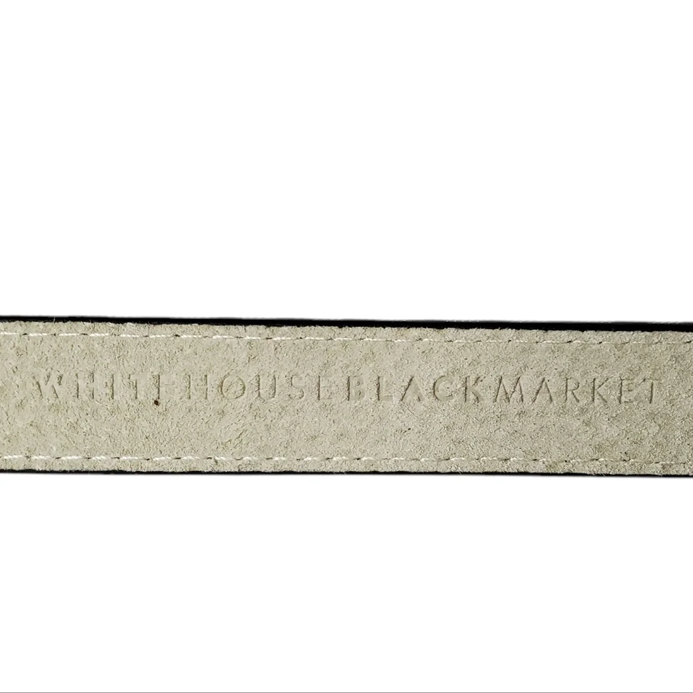 WHITE HOUSE BLACK MARKET Gingham Stretch Skinny Belt Silver Buckle